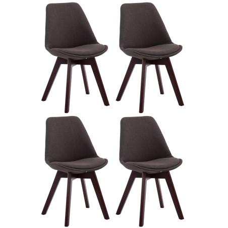 Ensemble de 4 chaises visiteurs Borneo V2 en tissu noyer gris foncé