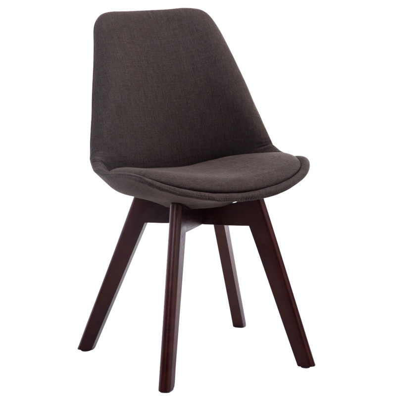 Ensemble de 4 chaises visiteurs Borneo V2 en tissu noyer gris foncé