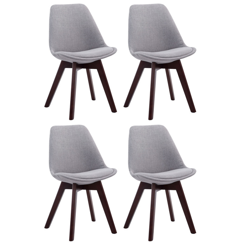 Ensemble de 4 chaises visiteurs Borneo V2 en tissu gris noyer