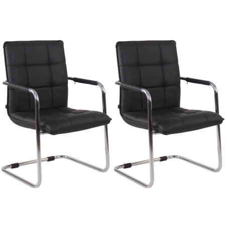 Ensemble de 2 chaises visiteurs Gandia, similicuir, chrome et noir
