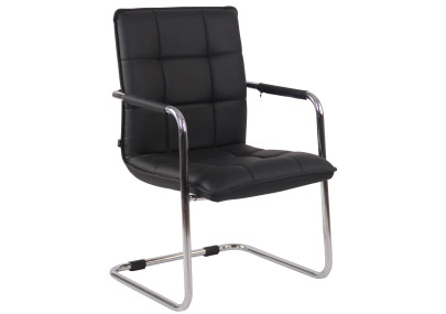 Ensemble de 2 chaises visiteurs Gandia, similicuir, chrome et noir