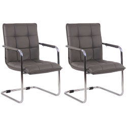Ensemble de 2 chaises visiteurs Gandia, similicuir, gris chromé