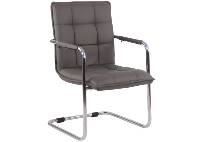 Ensemble de 2 chaises visiteurs Gandia, similicuir, gris chromé