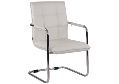 Ensemble de 2 chaises visiteurs Gandia, similicuir, chrome, blanc