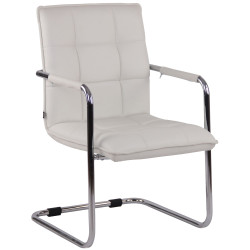 Ensemble de 2 chaises visiteurs Gandia, similicuir, chrome, blanc
