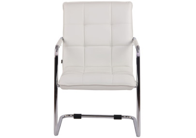 Ensemble de 2 chaises visiteurs Gandia, similicuir, chrome, blanc