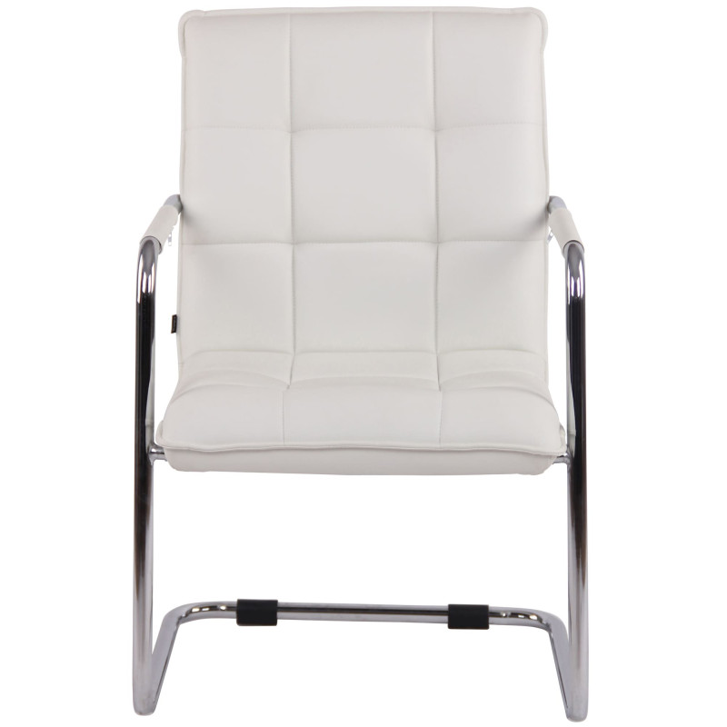 Ensemble de 2 chaises visiteurs Gandia, similicuir, chrome, blanc