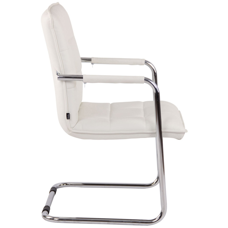 Ensemble de 2 chaises visiteurs Gandia, similicuir, chrome, blanc