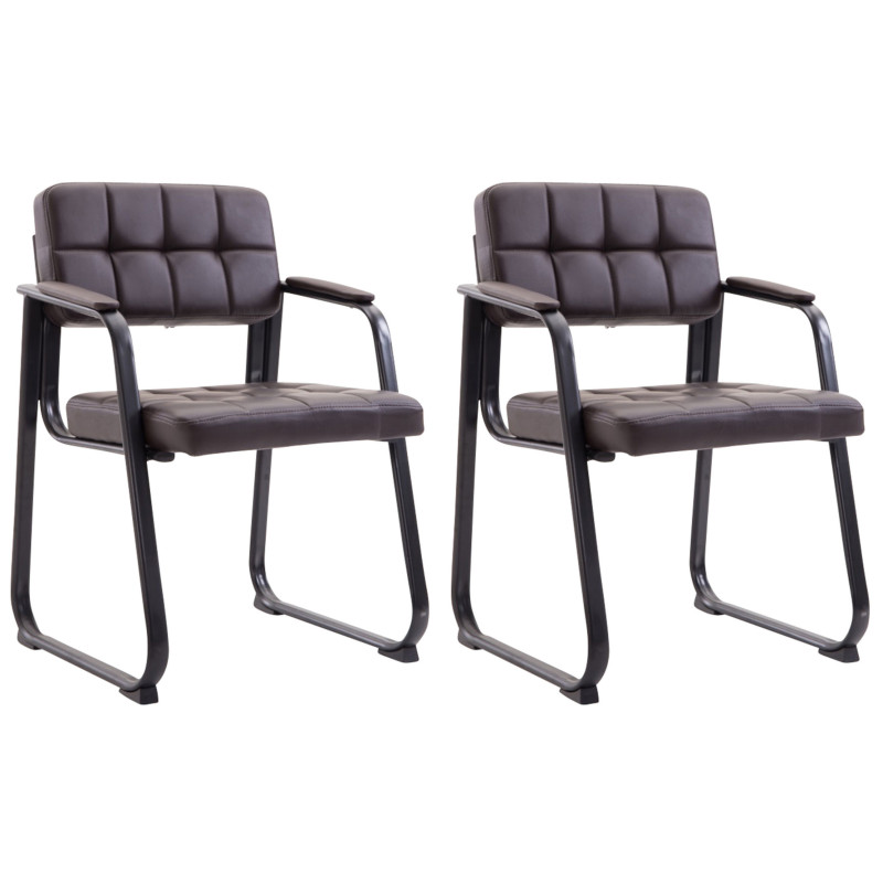 Ensemble de 2 chaises visiteurs Canada B, similicuir, marron