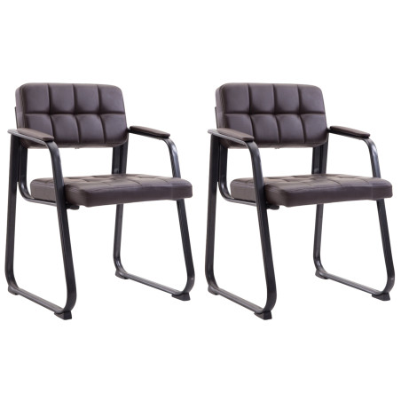 Ensemble de 2 chaises visiteurs Canada B, similicuir, marron