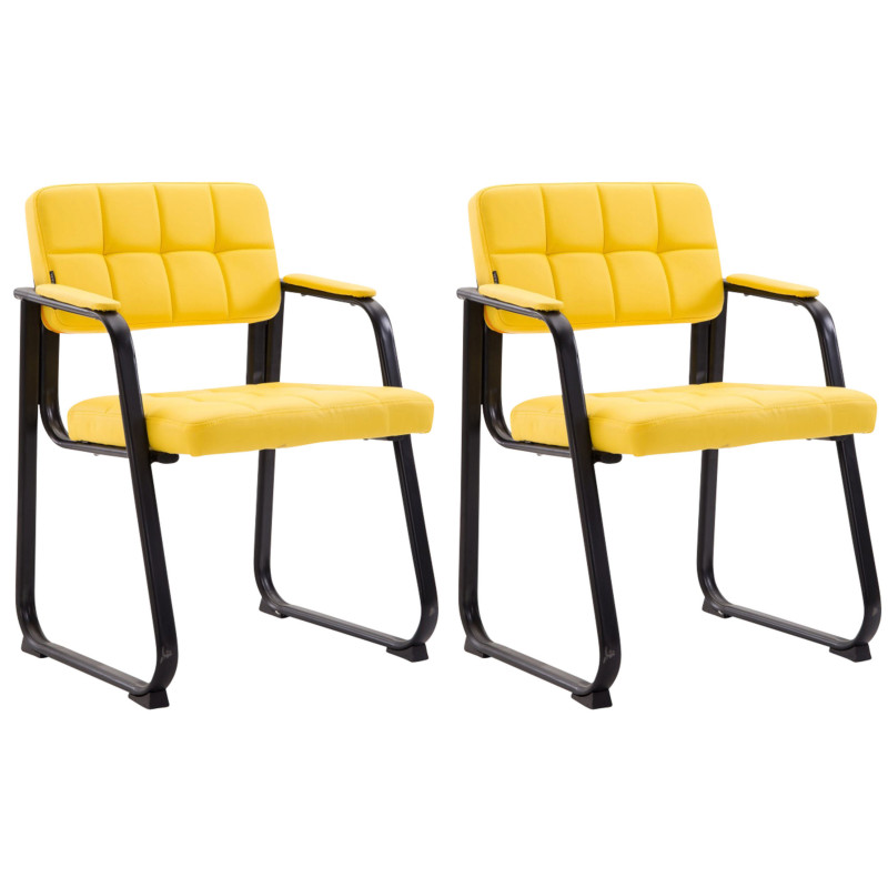 Ensemble de 2 chaises visiteurs Canada B, similicuir, jaune