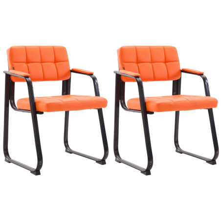 Ensemble de 2 chaises visiteurs Canada B, similicuir, orange