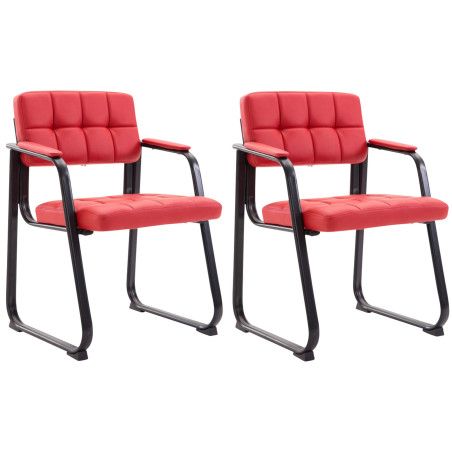Ensemble de 2 chaises visiteurs Canada B, similicuir, rouge