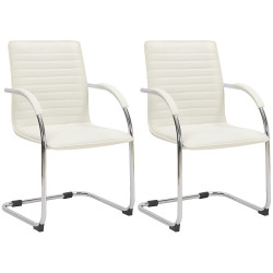 Ensemble de 2 chaises visiteurs Tira, similicuir, blanc