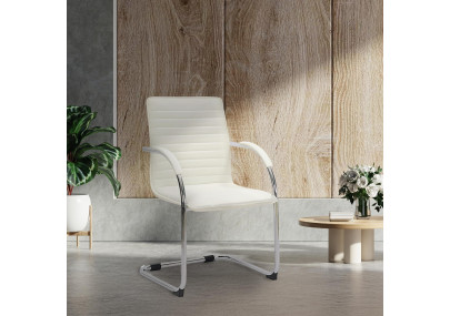 Ensemble de 2 chaises visiteurs Tira, similicuir, blanc