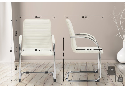 Ensemble de 2 chaises visiteurs Tira, similicuir, blanc