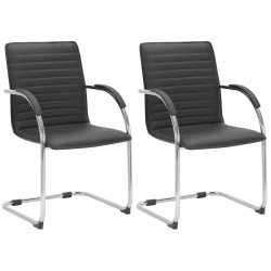 Ensemble de 2 chaises visiteurs Tira, similicuir noir