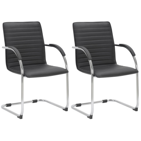 Ensemble de 2 chaises visiteurs Tira, similicuir noir