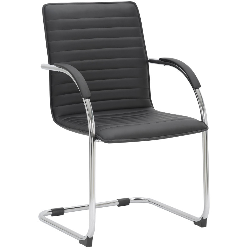 Ensemble de 2 chaises visiteurs Tira, similicuir noir