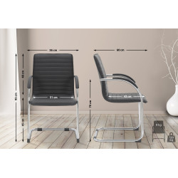 Ensemble de 2 chaises visiteurs Tira, similicuir noir