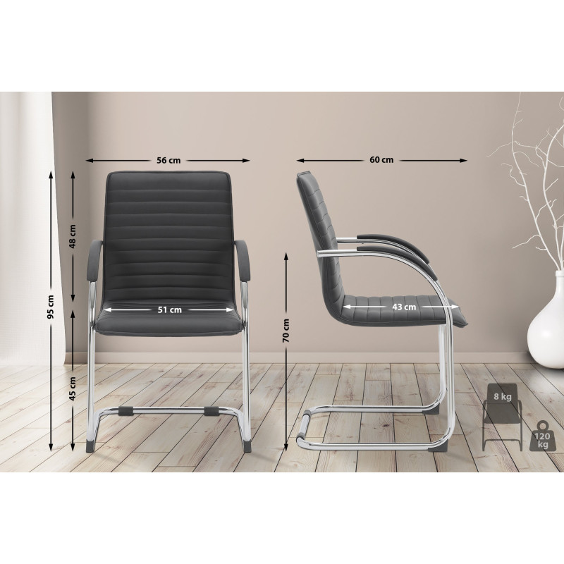 Ensemble de 2 chaises visiteurs Tira, similicuir noir