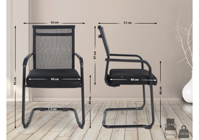 Ensemble de 2 chaises visiteurs Denny noires