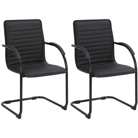 Lot de 2 chaises visiteurs Tira, similicuir, noir/noir