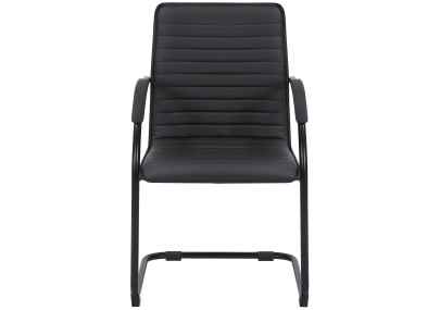 Lot de 2 chaises visiteurs Tira, similicuir, noir/noir