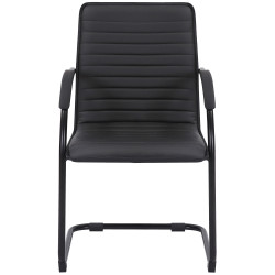 Lot de 2 chaises visiteurs Tira, similicuir, noir/noir