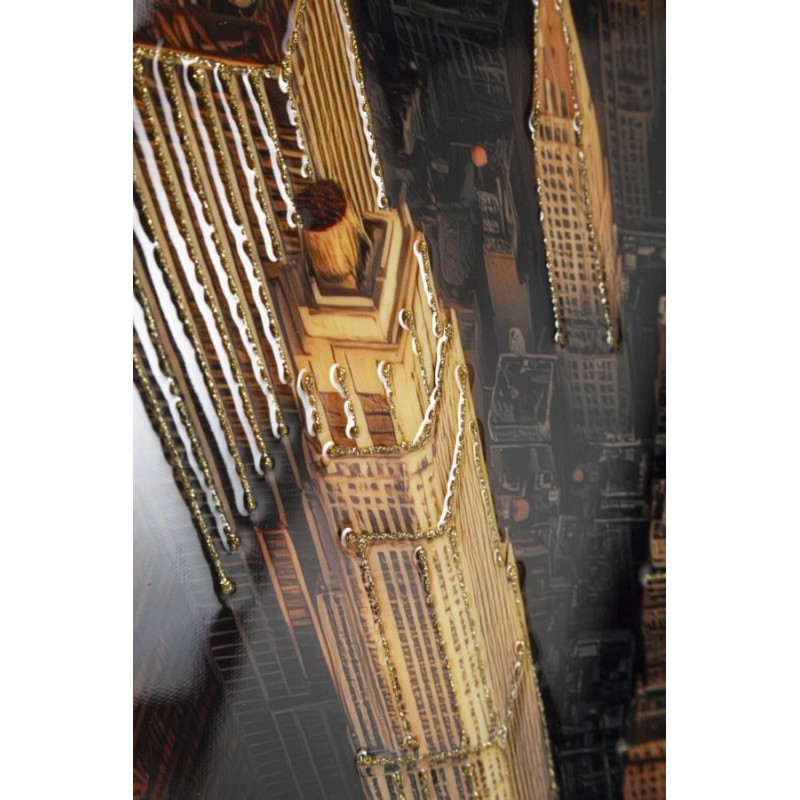 Tableau New York laqué A avec cadre – impression sur toile moderne – 72 x 4 x 102 cm
