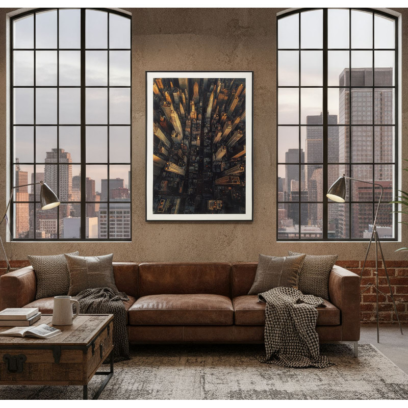Tableau New York laqué A avec cadre – impression sur toile moderne – 72 x 4 x 102 cm