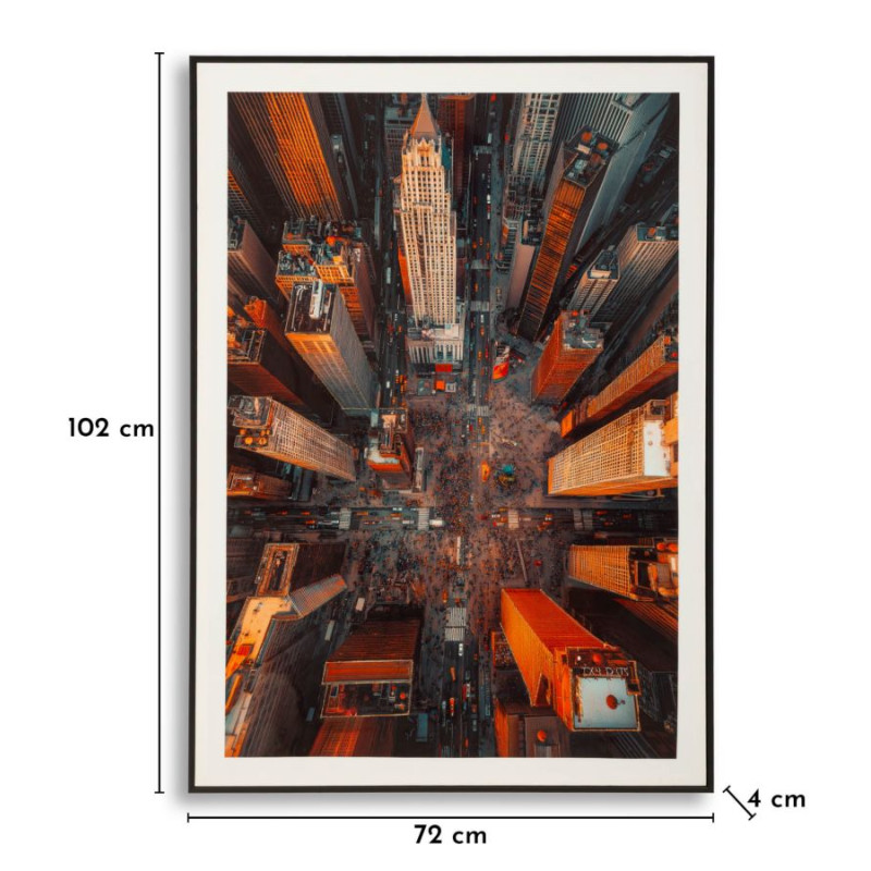 Tableau New York laqué B avec cadre – décoration murale design – 72 x 4 x 102 cm