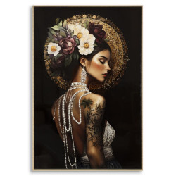 Tableau persan laqué avec cadre – art mural moderne – 62 x 3,5 x 92 cm