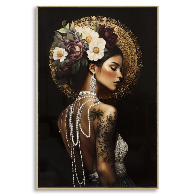 Tableau persan laqué avec cadre – art mural moderne – 62 x 3,5 x 92 cm