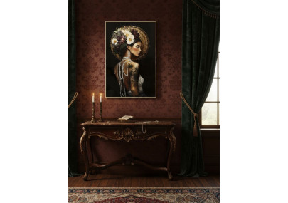 Tableau persan laqué avec cadre – art mural moderne – 62 x 3,5 x 92 cm