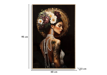 Tableau persan laqué avec cadre – art mural moderne – 62 x 3,5 x 92 cm