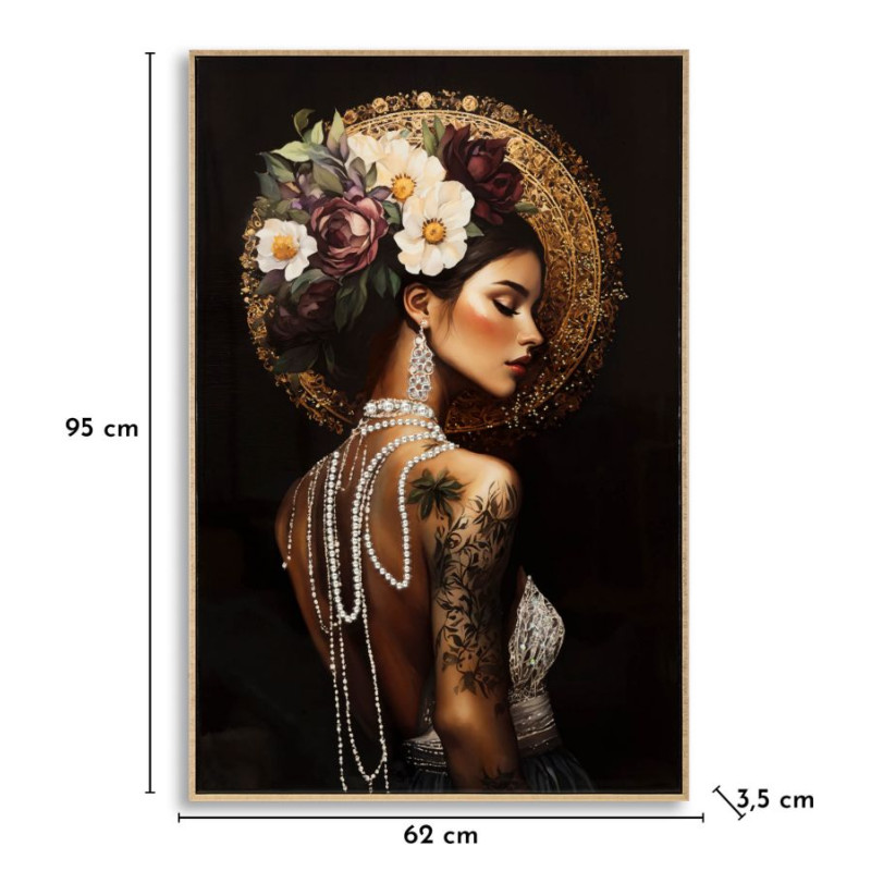 Tableau persan laqué avec cadre – art mural moderne – 62 x 3,5 x 92 cm