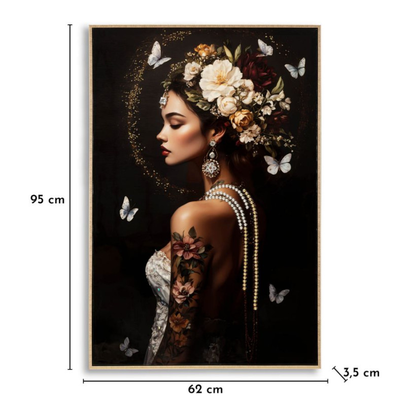 Tableau persan laqué B avec cadre – impression murale design – 62 x 3,5 x 92 cm