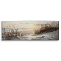 Tableau plage laqué A avec cadre – décoration murale bord de mer – 152 x 4 x 52 cm