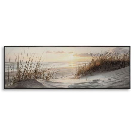 Tableau plage laqué A avec cadre – décoration murale bord de mer – 152 x 4 x 52 cm