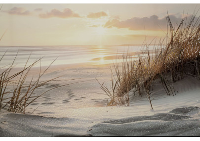 Tableau plage laqué A avec cadre – décoration murale bord de mer – 152 x 4 x 52 cm