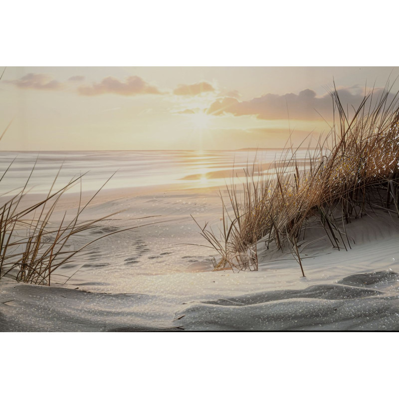 Tableau plage laqué A avec cadre – décoration murale bord de mer – 152 x 4 x 52 cm