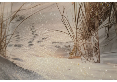 Tableau plage laqué A avec cadre – décoration murale bord de mer – 152 x 4 x 52 cm