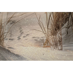 Tableau plage laqué A avec cadre – décoration murale bord de mer – 152 x 4 x 52 cm