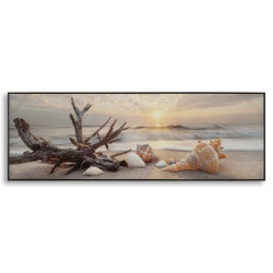 Tableau plage laqué B avec cadre – impression murale moderne – 152 x 4 x 52 cm