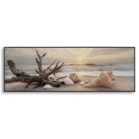 Tableau plage laqué B avec cadre – impression murale moderne – 152 x 4 x 52 cm