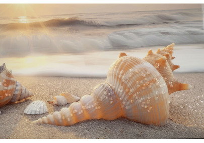 Tableau plage laqué B avec cadre – impression murale moderne – 152 x 4 x 52 cm