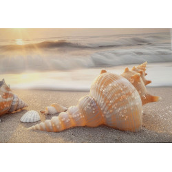 Tableau plage laqué B avec cadre – impression murale moderne – 152 x 4 x 52 cm