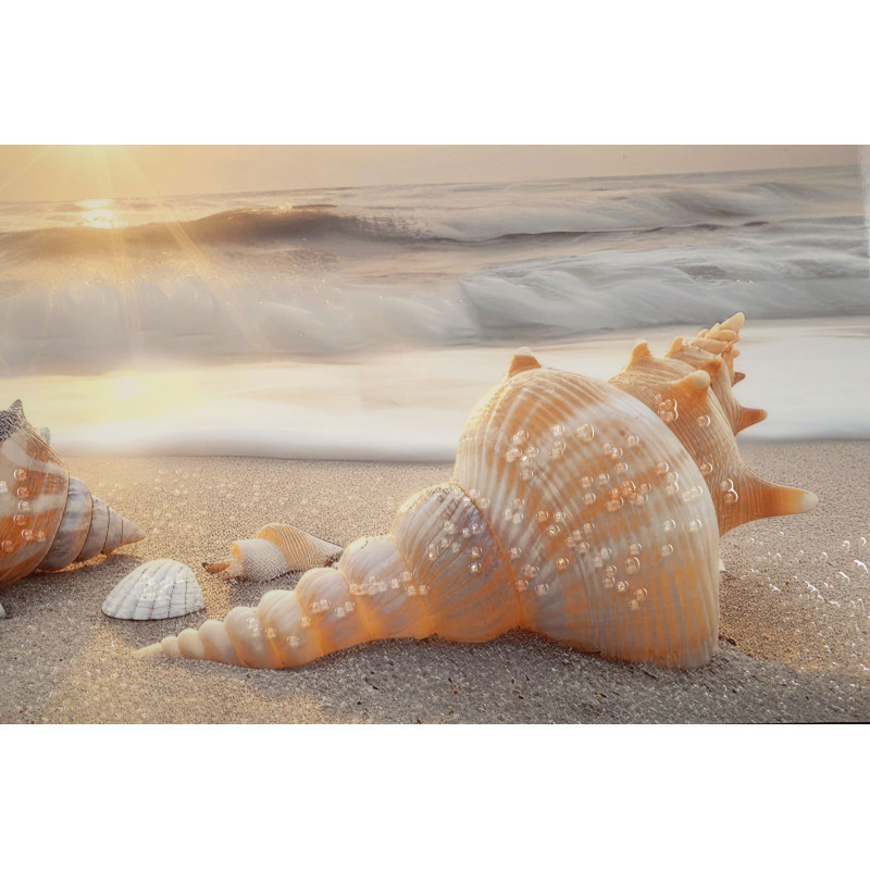 Tableau plage laqué B avec cadre – impression murale moderne – 152 x 4 x 52 cm