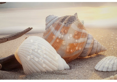 Tableau plage laqué B avec cadre – impression murale moderne – 152 x 4 x 52 cm